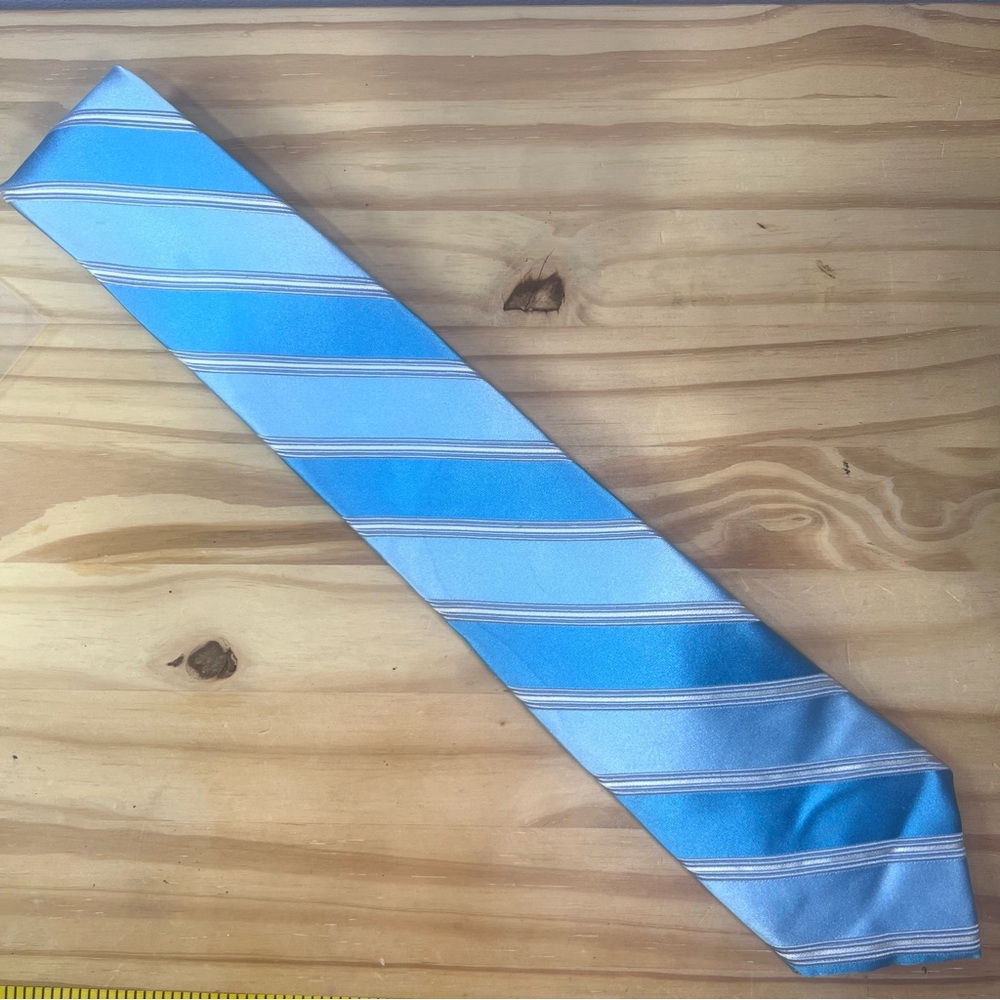 *2/$20* Bugatti Blue and Silk Diagonal Striped Silk Blend Tie
